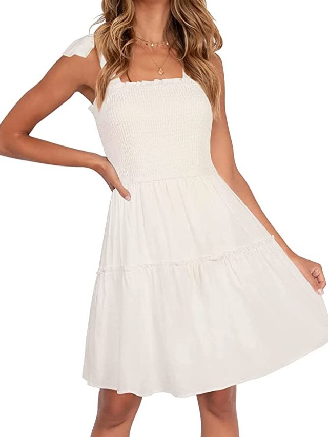 flowy white dresses from amazon