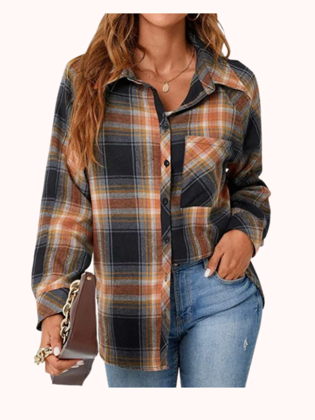 plaid fall shirts with orange