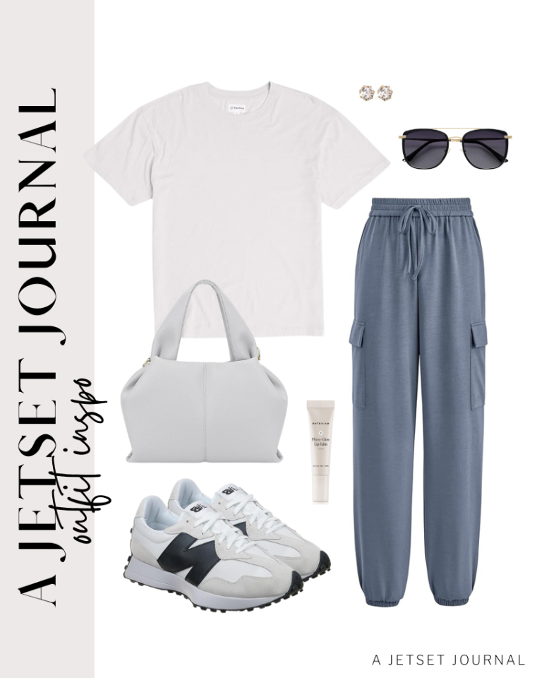 Funky Camera Print Ruffled Top with Jogger Style Pant Set