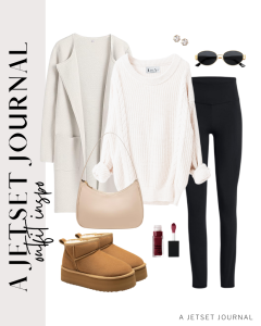 Oversized Button Up Cable Knit Cardigan and Skinny Knit Pants Matching Set
